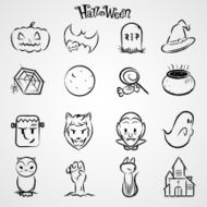 Halloween black icon set