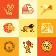 lion icons vector set