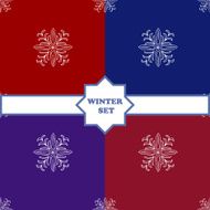 Set Winter seamless pattern with snowflakes