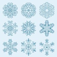 Snowflake icon Winter theme snowflakes of different shapes N26