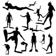 Vector silhouette of a diver N6