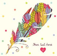 Postcard with colorful feather