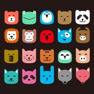 Animal face flat icon like lion dog bear Vector