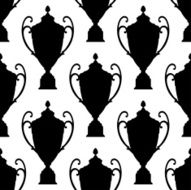 Black silhouette trophy cup seamless pattern