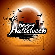 Happy Halloween illustration on moon background