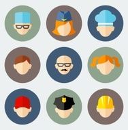 Set of colorful people occupation icons N2