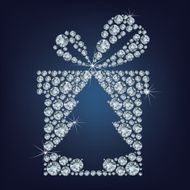 Gift present with tree made up a lot of diamonds