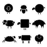 black silhouette of sheeps