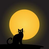 black cat with the moon halloween background