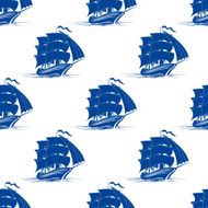 Seamless pattern of sailing ship