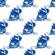 Seamless pattern of rigged sailing ship
