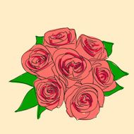 Pink rose with leaves N2