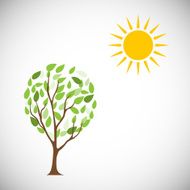 Sun and tree Vector Illustration