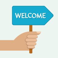 hand holding information banner vector illustration