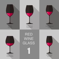 Wine glass cup flat icon design N3