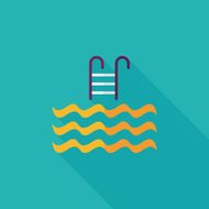 Pool flat icon with long shadow N5