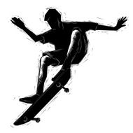 Woodcut art of skateboarding N2