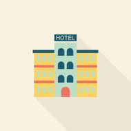 Hotel flat icon with long shadow N8