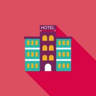 Hotel flat icon with long shadow N9