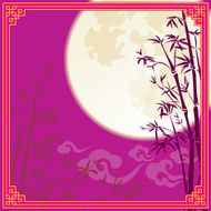 Full moon and bamboo silhouette design