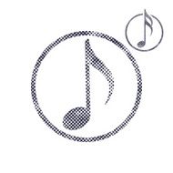 Music note icon with halftone dots print texture