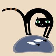 Black cat and fishes N2