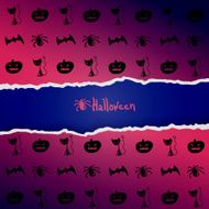 Purple background with pattern of Halloween characters