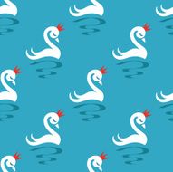 Seamless pattern with elegant white swans