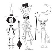 Hand drawn Halloween character set