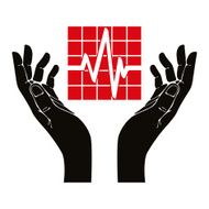 Hand with cardiogram vector symbol