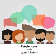Vector background with people icons colorful speech bubles