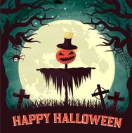 Halloween time background concept in retro style N2