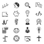 Black business icons set