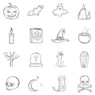 Vector Sketch Halloween Icons N2