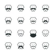 Mustache Style Silhouette Icons N2