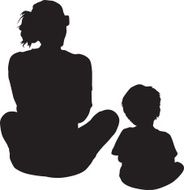Mother And Son Sitting Silhouette N2