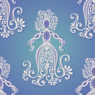 Vector Seamless Pattern with Floral Goddess N2