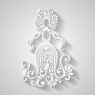 Vector Hand Drawing Silhouette of Floral Goddess