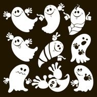 Set of halloween ghosts Isolated vector illustration