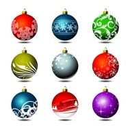Nine isolated christmas ball