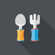 dishware and cutlery flat icon with long shadow eps10 N4