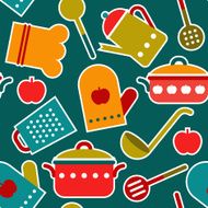 Colorful seamless pattern of kitchen utensil