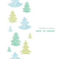 Green blue Christmas trees silhouettes textile vertical frame seamless pattern