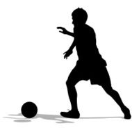 silhouettes of soccer players with the ball N10