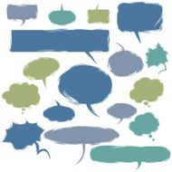 Vector Set of Grunge Comics Bubbles Talk and Think N2