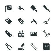 Tattoo Shop Silhouette Icons