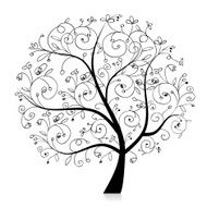 Art tree beautiful black silhouette for your design