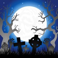 full moon over the cemetery