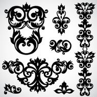 Vector set with classical ornament in Victorian style N4