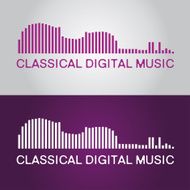 Classical digital music symbol Purple background Vector